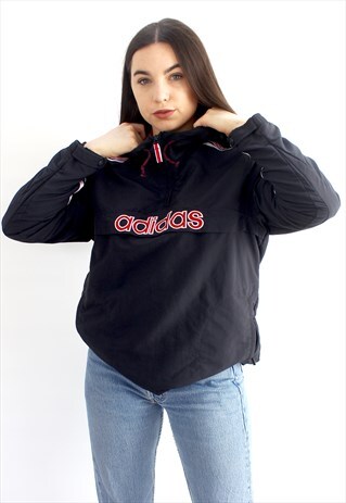 90'S RETRO BLACK & PINK 1/4 ZIP JACKET