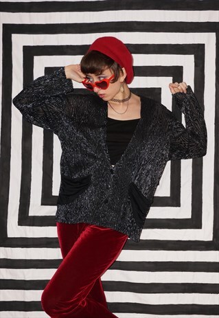 VINTAGE 80'S LIGHTWEIGHT PATTERNED GLITTER CARDIGAN