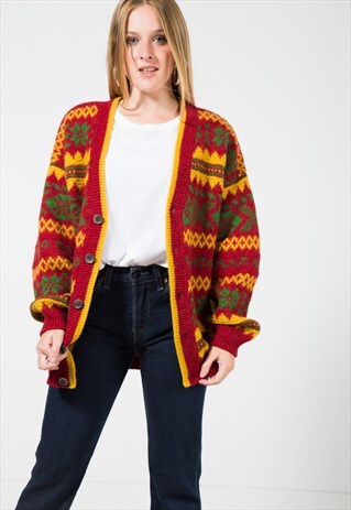 VINTAGE 80S KNIT CARDIGAN / S0114