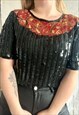Vintage Black & Red Sequin 80's Party Box Top