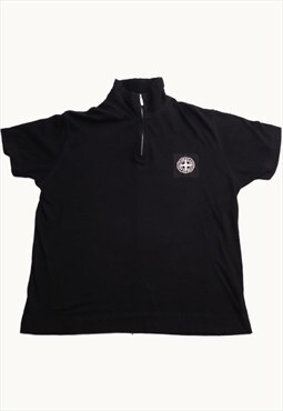 Vintage 90s Stone Island Polo T-Shirt in Black