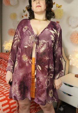 Vintage Y2K Colourful Floral Flowery Flowers Kimono Jacket