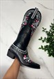 COWBOY BOOTS BLACK WESTERN COWGIRL BOOTS WITH ZIP