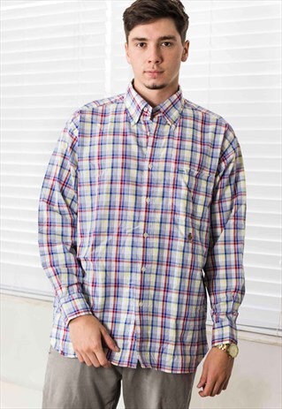 VINTAGE TOMMY HILFIGER CHECKED SHIRT LOGO 90S L 8.9