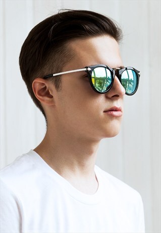 SUNGLASSES WITH MIRROR LENSES - FLASH LENS RETRO MEN'S