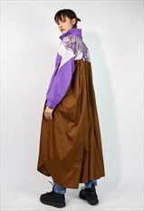 Vintage Reworked Oversize Tech Maxi Dress Overcoat Purple 