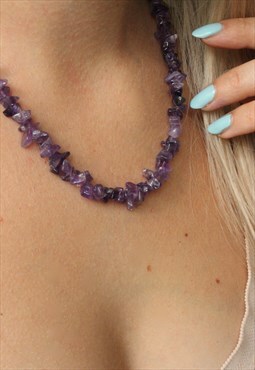 Vintage 90s Purple Semi Precious Stone Necklace
