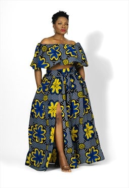 AYENI Ankara Maxi Skirt , African Print Gathered Skirt 