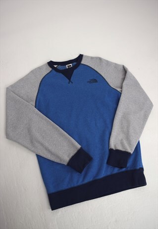 VINTAGE 90S NORTH FACE BLUE GREY RAGLAN SWEATSHIRT