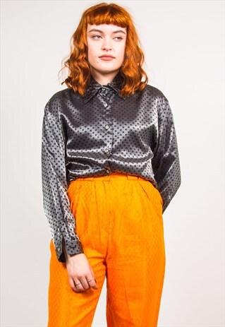 VINTAGE 90'S GREY STAR PATTERN LONG SLEEVE SHIRT