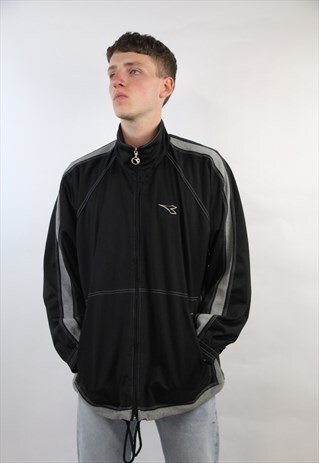 VINTAGE DIADORA BLACK 90'S SPORTS JACKET