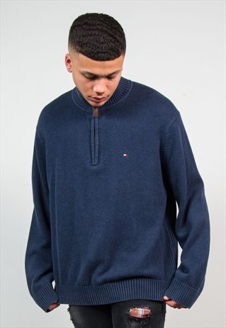 TOMMY HILFIGER QUARTER ZIP KNIT JUMPER