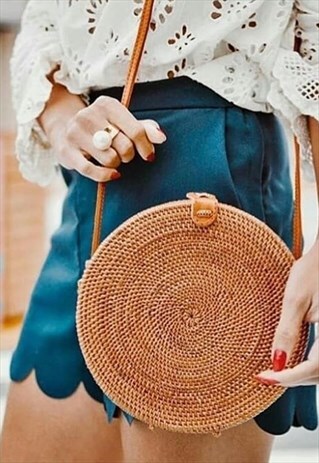 BALI ATA RATTAN BAG NATURAL WITH BUTTON CLOSURE