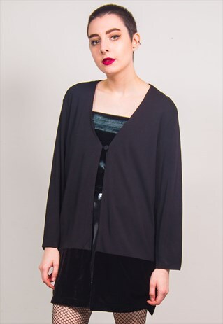 VINTAGE 90'S BLACK OVERSIZED SHEER CARDIGAN TOP