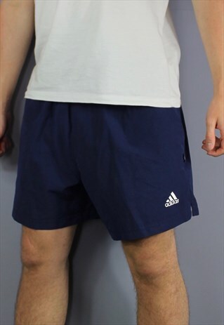 VINTAGE ADIDAS SHORTS IN NAVY BLUE WITH POCKETS, EMBROIDERED