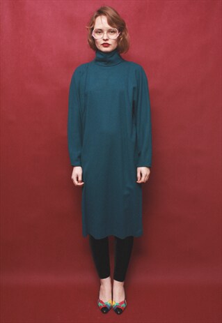 VINTAGE 80' AMAZING CLASSIC TURQUOISE DRESS