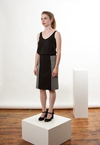 ON SALE GRAPHIC HIGH WAISTED SKIRT / HOUNDSTOOTH PENCIL SKIR