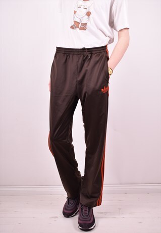 ADIDAS MENS VINTAGE TRACKSUIT TROUSERS W32 L31 BROWN 90'S