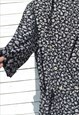 VINTAGE BLACK/WHITE FLORAL PRINTED LAYERED BLAZER/JACKET