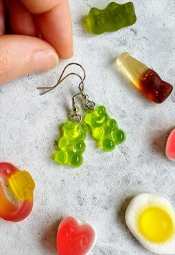 Gummy Bear Candy Style Earrings Green 