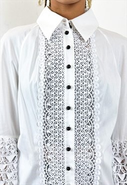 Vintage 90s crochet flared sleeves shirt 
