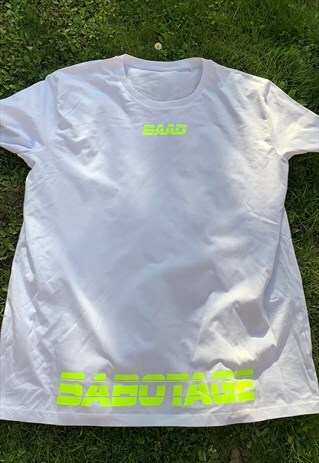 BAAD T-SHIRT WHITE BAAD SABOTAGE (NEON YELLOW )