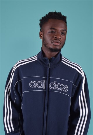 VINTAGE ADIDAS NAVY ZIPPED TRACK STYLE SWEATSHIRT