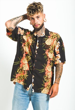 VINTAGE 80S HAWAIIAN SHORT SLEEVE SHIRT/ S6109