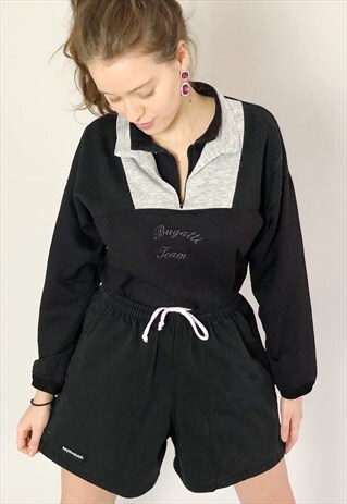 BLACK & GREY VINTAGE SWEATER WITH BUGATTI TEAM EMBROIDERY