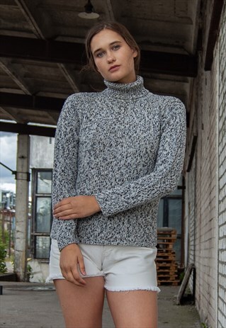 VINTAGE RETRO GREY TURTLE NECK JUMPER