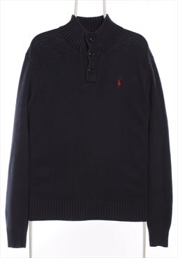 Ralph Lauren 90's Quarter Button Knitted Jumper / Sweater Sm