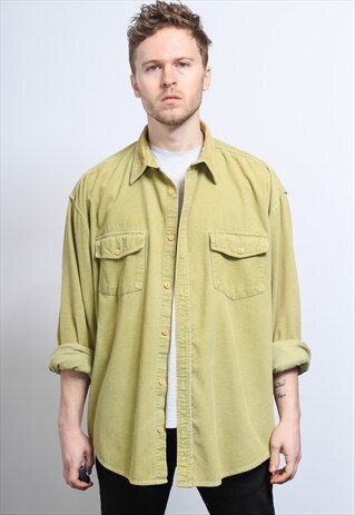 VINTAG CORDUROY CORD SHIRT GREEN