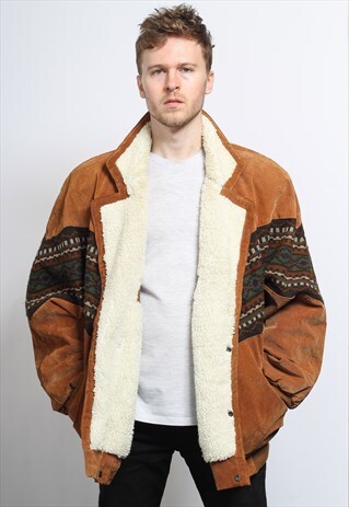VINTAGE AZTEC INCA FLEECE LINED JACKET
