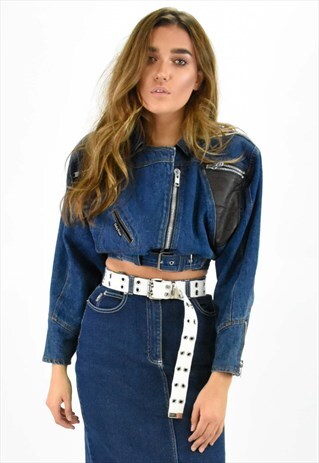 VINTAGE DENIM/LEATHER FLIGHT JACKET