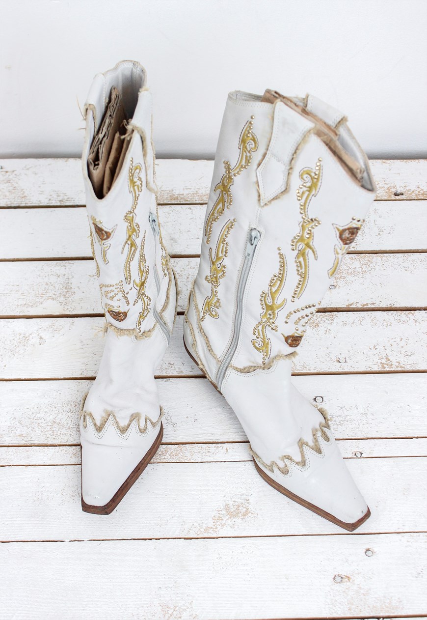 Asos white outlet cowboy boots