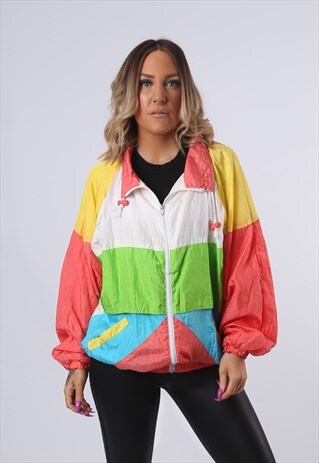 SHELL JACKET TRACK TOP OVERSIZED VINTAGE 80'S XL (DK5R)