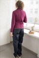 VINTAGE 90'S PURPLE WOOL KNITTED CARDIGAN