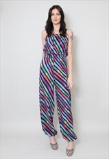 70's Vintage Stripe Multi Coloured Jumpsuit All in One 