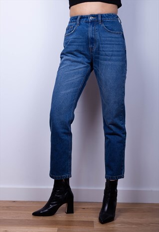 BOYFRIEND FIT DENIM JEANS - DARK BLUE 8/10