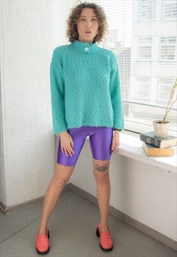 Vintage 80's Blue Textured Funky Jumper