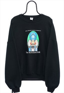 Vintage Nutcracker Christmas Graphic Black Sweatshirt Womens