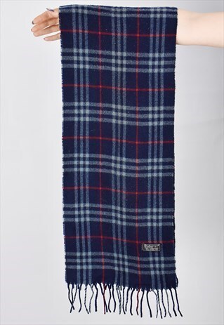 UNISEX VINTAGE BURBERRY LAMBSWOOL TRADITIONAL CHECK SCARF