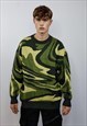 CAMOUFLAGE PRINT SWEATER MILITARY KNITWEAR JUMPER IN GREEN