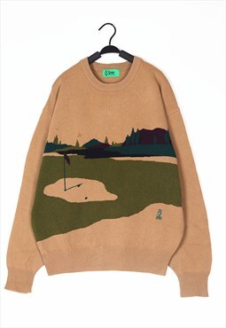 Biege Golf Patterned wool knitwear jumper knit 