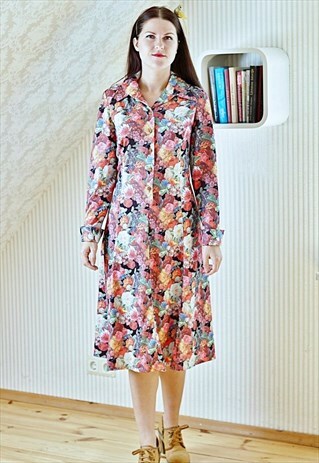 VINTAGE BRIGHT NEON FLORAL DRESS