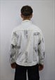 DIRTY WASH DENIM JACKET PAINT SPLATTER JEAN COAT IN WHITE