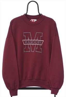 Vintage Maroons Spellout Embroidered Sweatshirt Mens