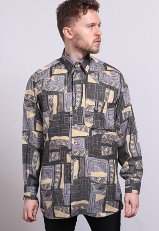 VINTAGE ABSTRACT PATTERNED SHIRT 90'S