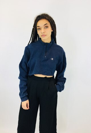 VINTAGE CHAMPION EMBROIDERED CROPPED SWEATSHIRT