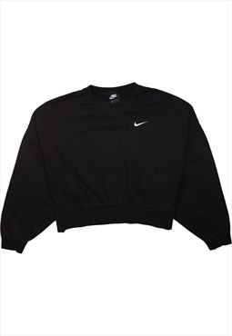 Vintage 90's Nike Sweatshirt Crop Swoosh Black Small